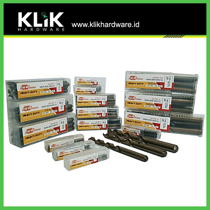 IWA Mata Bor Besi Stainless Steel HSS Cobalt Drill Bits Pilih Ukuran 3 3.5 4 4.5 5 6 8 mm