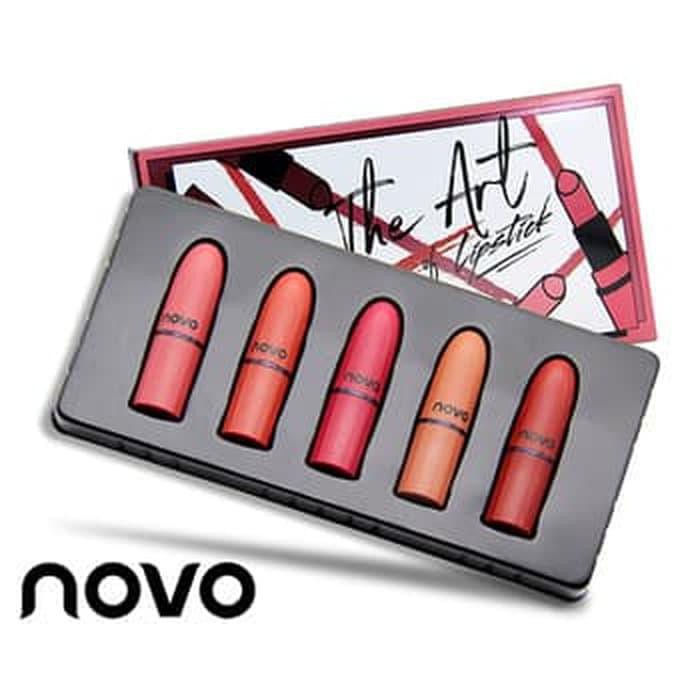 [COD] NOVO 5in1 Pelembab Pemerah Bibir Lipstik Mini Pelembab Waterproof The Art Of Lipstick Natural &amp; Vivid - 1 box isi 5pcs Warna