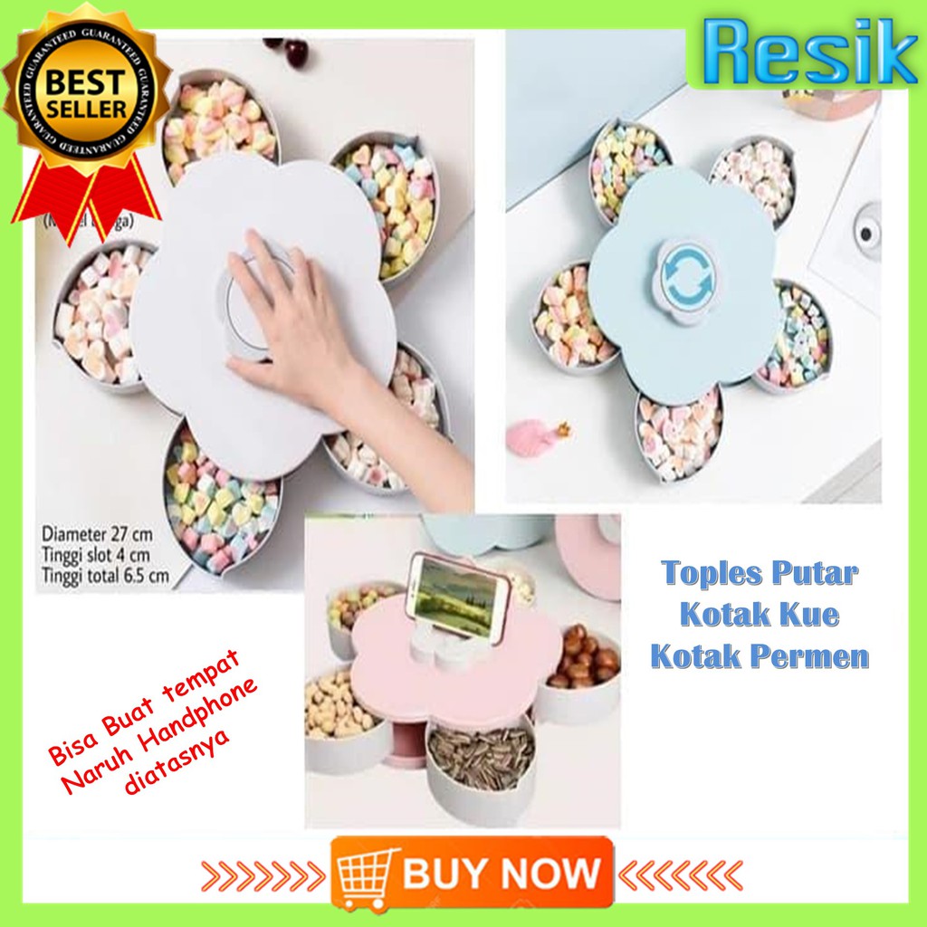 TOPLES PLASTIK SNACK FLOWER ROTARY CANDY BOX TOPLES KOTAK KUE UNIK TEMPAT PERMEN KUE Z18
