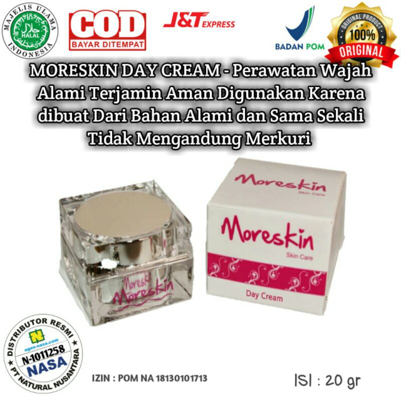 Moreskin day cream NASA Aman halal bpom TERLARIS kulit cantik glowing putih merona