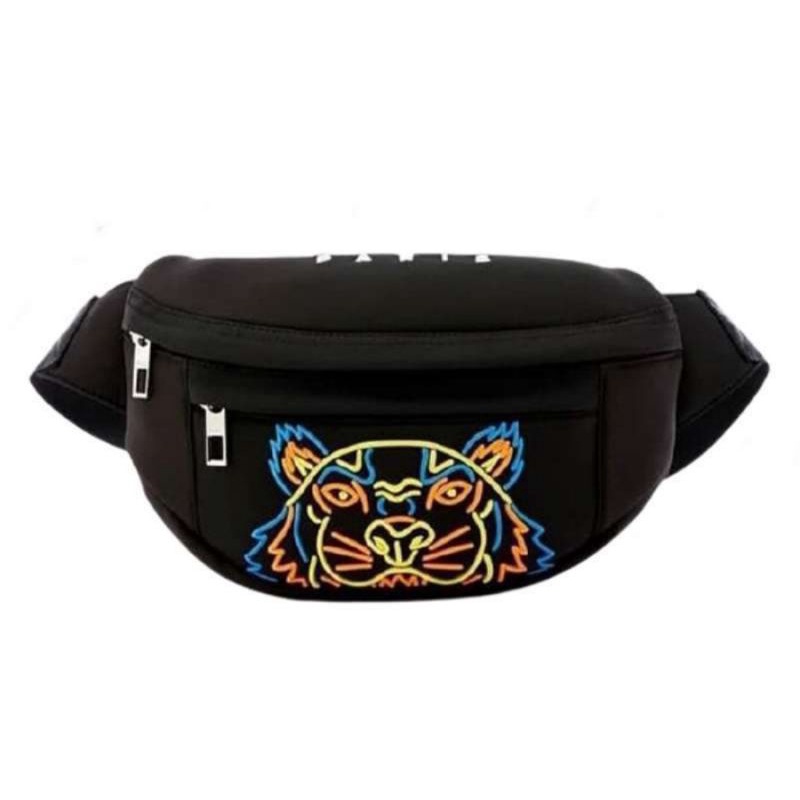 KENZ0 LOGO WAISTBAG BUMBAG NEOPRENE NEON TIGER