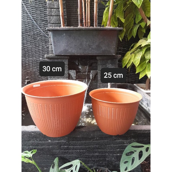 POT BUNGA PUTIH PADI 25CM 30CM/ POT BUNGA MOTIF PADI 25-30CM WARNA