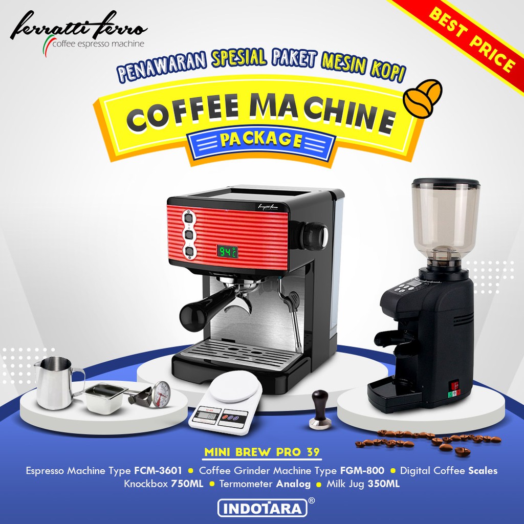 Paket mesin kopi Espresso Mini Brew Pro 37 - 38 - 39