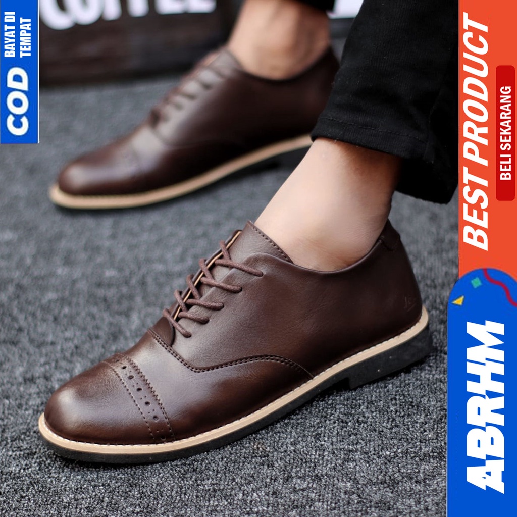 Sepatu Formal Pantopel Kerja Hitam Pria Original ABRHM ROHAN