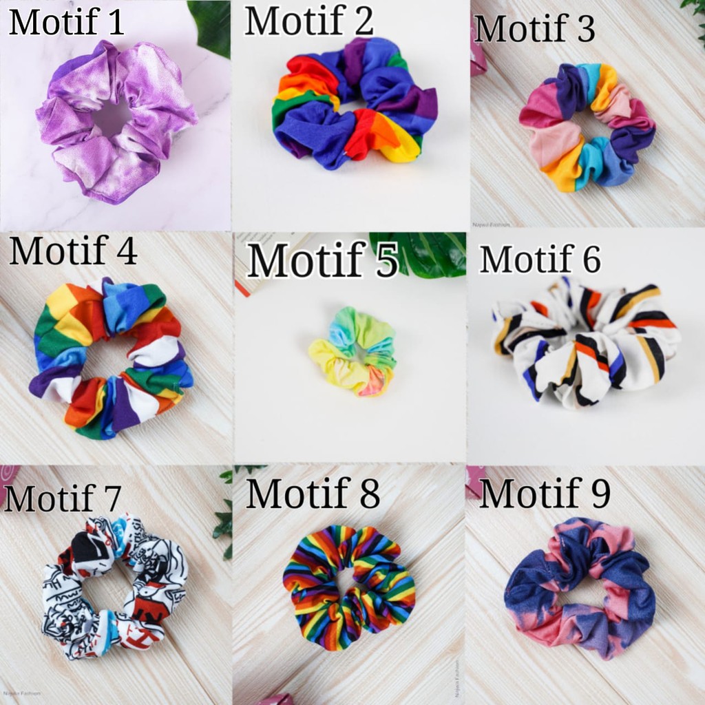 Ikat Rambut Ponytail Elastis Warna-Warni Gaya Korea Wanita Scrunchie / Cepol Rambut Aksesoris Rambut-3