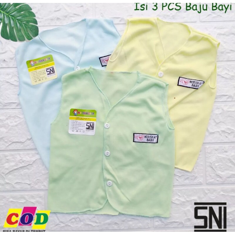 3 PCS BAJU BAYI BARU LAHIR LENGAN KUTUNG ALMEERA BABY AND KIDS