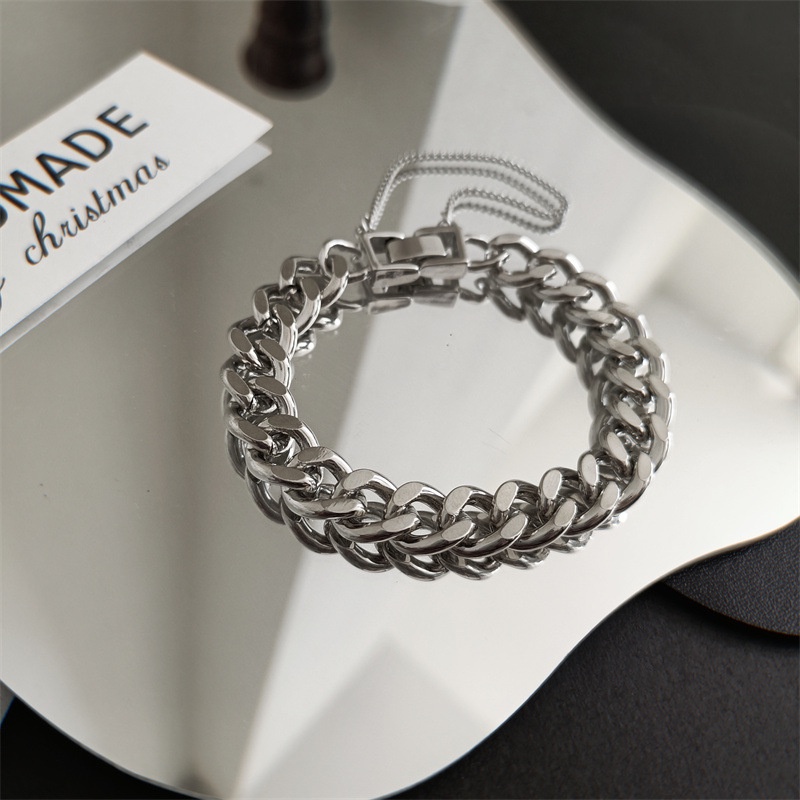 Stainless Steel Thick Chain Bracelet Ins Girlfriends Couple Hip-hop Trendy Hand Jewelry