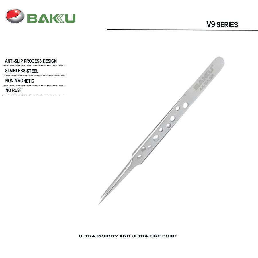 Baku Pinset Tweezer Lurus Tajam BK-V9 4A-SA Stainless Steel Original