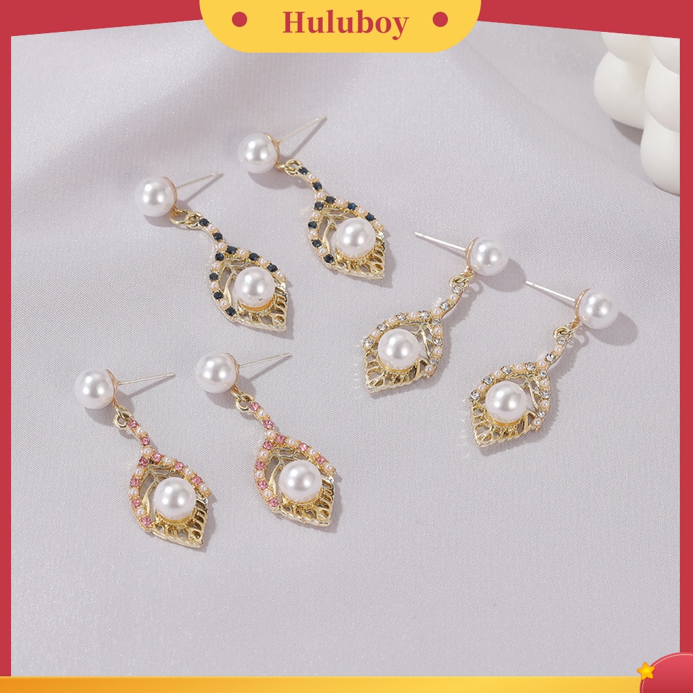 Hu Hu Hu Hu Hu Alat Bantu Pasang Kacamata♡ Anting Tusuk Desain Daun Hollow Out Aksen Mutiara Imitasi Untuk Wanita