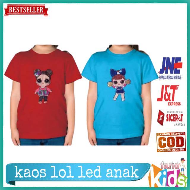 (COD)KAOS LOL LED anak (1-5tahun)