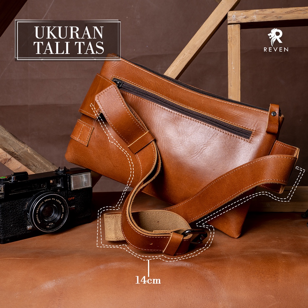 Tas Kulit Selempang Waistbag Pinggang Multifungsi SlingBag Pria Kulit Sapi Asli Ori Premium Branded
