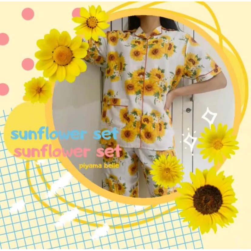SUNFLOWER SET // BAJU TIDUR PIYAMA SLEEPWEAR