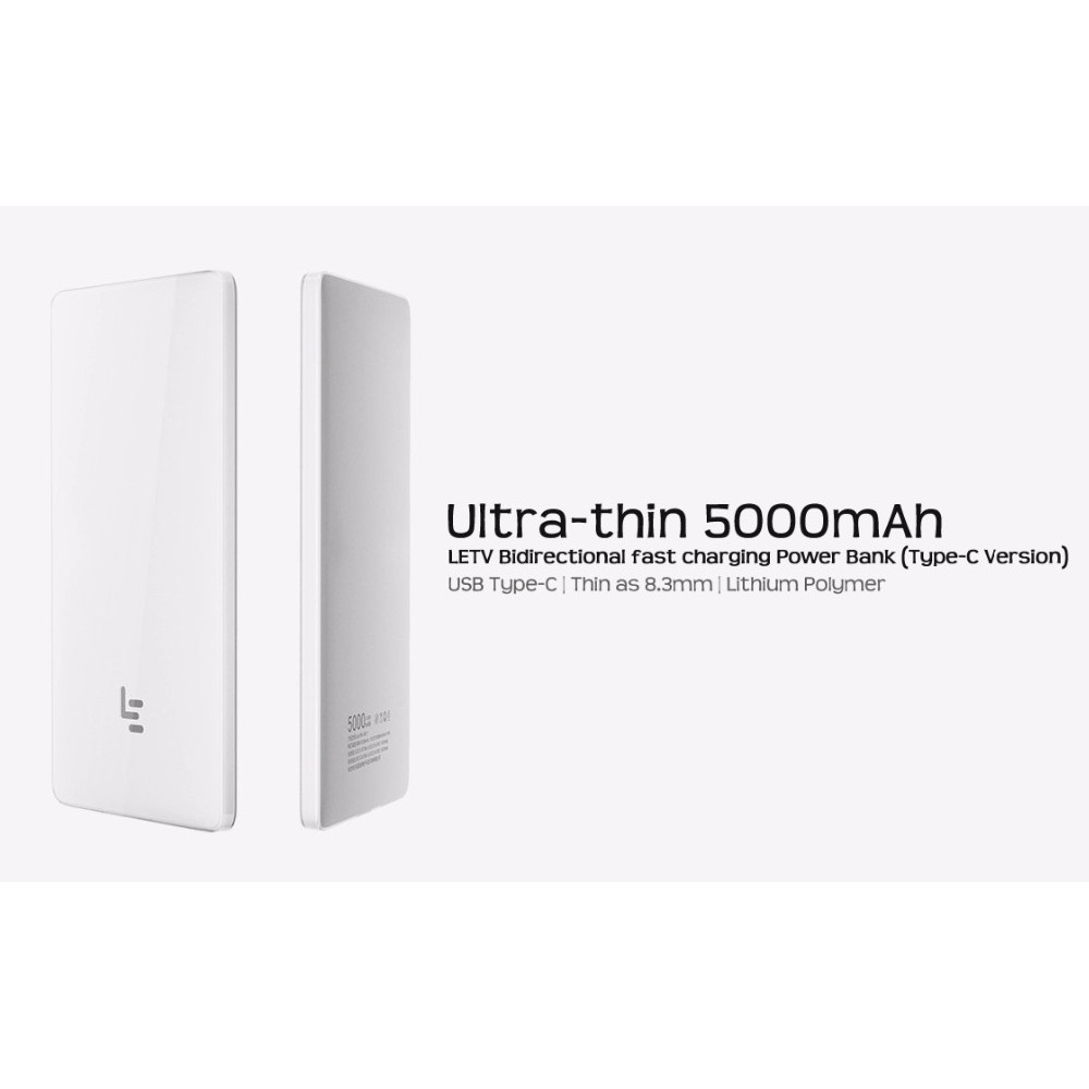 PowerBank Letv Model Slim Capacity 5000Mah /Fast Charging /Type C