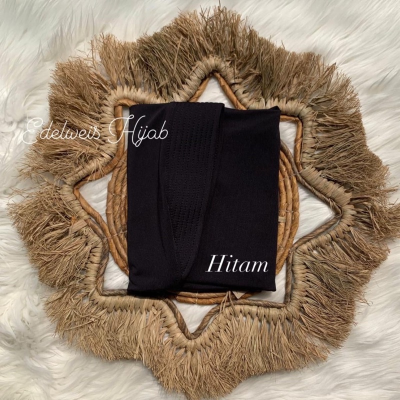 Bergo Hamidah ( ORI ) / Bergo Jersey Menutup Dada / Hijab Instan Jersey-Hitam