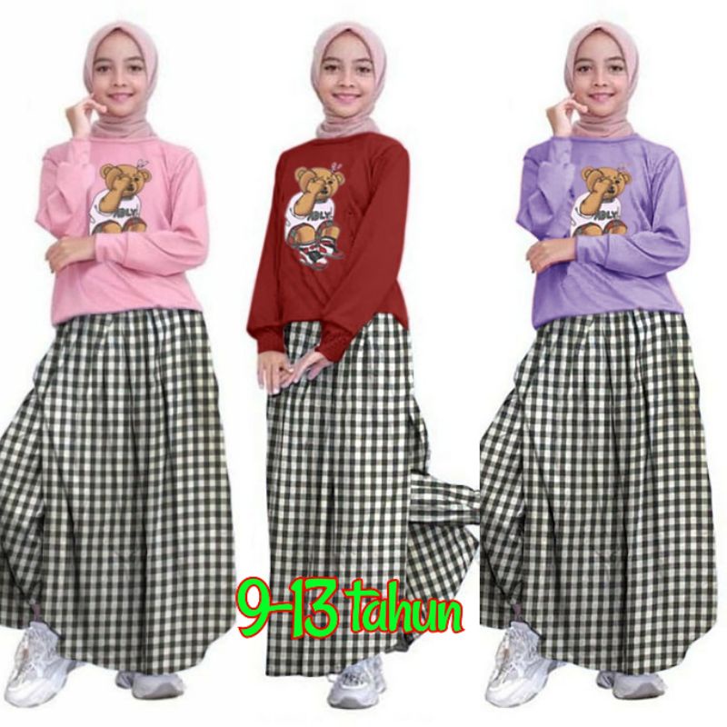 BAJU ANAK PEREMPUAN SET BAJU ANAK UMUR 9-13 TAHUN SETELAN ANAK CEWEK LUCU SET ROKCELANA AICME FT
