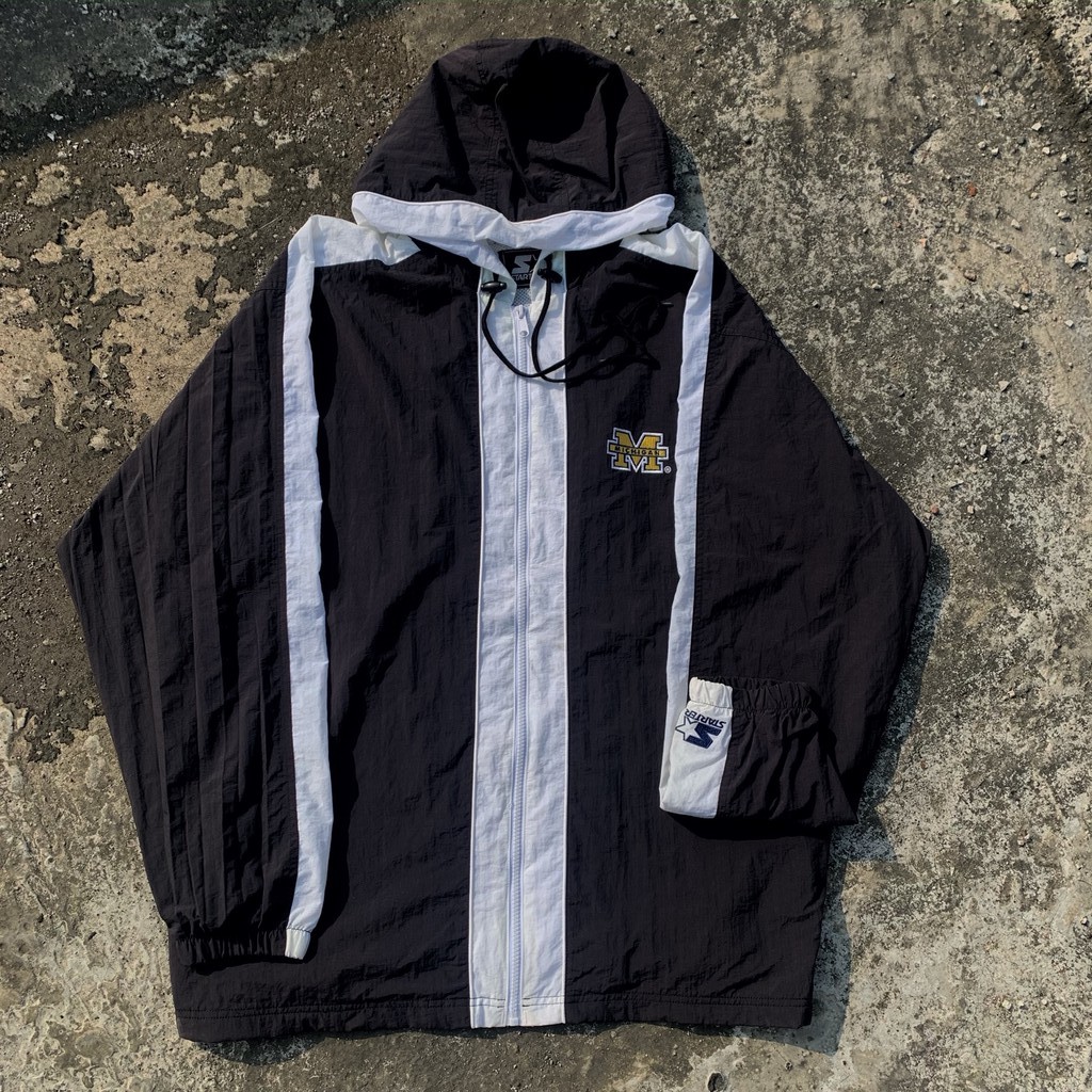 Jaket Windbreaker Starter Hooded 90s Michigan