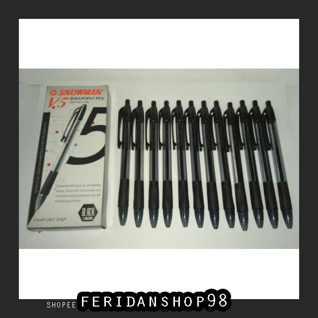 

FS173 PULPEN BALLPOINT SNOWMAN V5 ATK 0 7 HITAM PACK 12 PCS BY FERIDANSHOP98