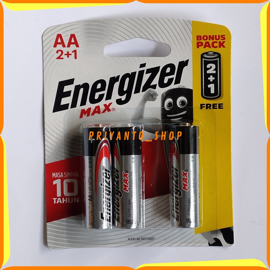 MANTUL BATERAI ENERGIZER MAX AA A2 E91 BP3 B2G1 LR6 1.5V ASLI BONUS 1