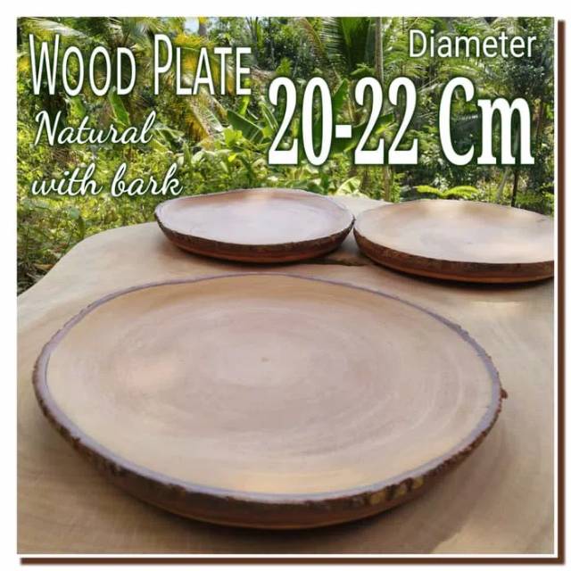 Piring kayu 20 22 cm Natural Wood plate tray piring saji 