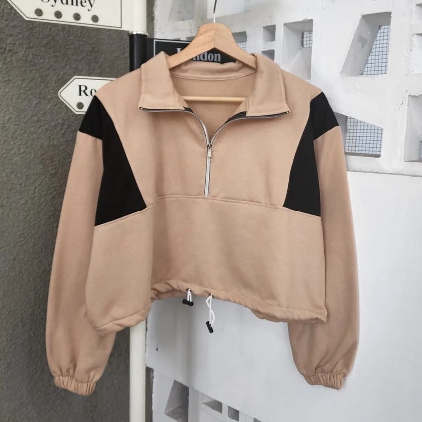 Outer Wanita Bahan Pleece Trendy Terbaru Indie Crop Korean Style