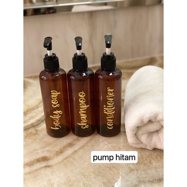 botol coklat 250ml gold kecil. aesthetic bottle minimalist refill organizer tempat sabun cair pump estetik