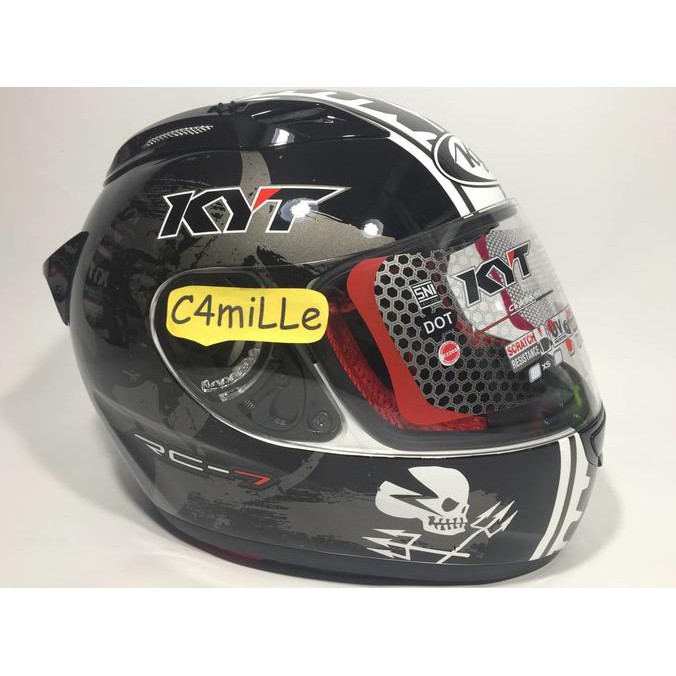 HELM KYT RC7 RC 7 MOTIF 13 WHITE BLACK GUN METAL FULL FACE