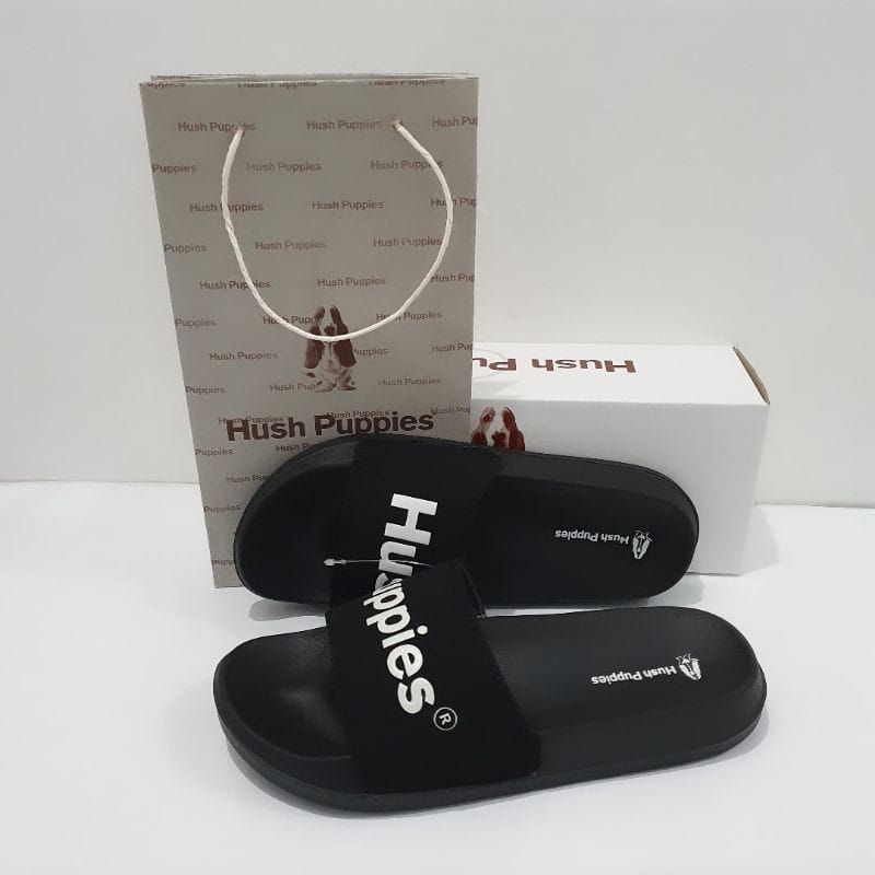 (Bisa COD) Sandal Slide Slop Hush Puppiess | Sandal Slop Pria Wanita (Plus Paperbag)