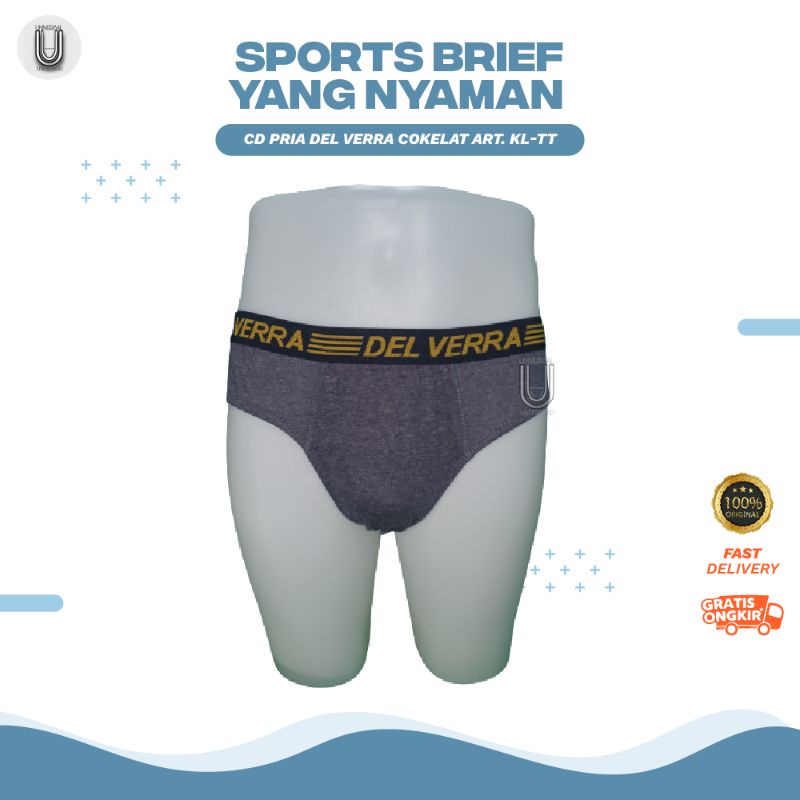 Sports Brief Underwear Celana Dalam CD Sempak Cowok Pria Del Verra Cokelat Art. KL-TT By Universalunderwear