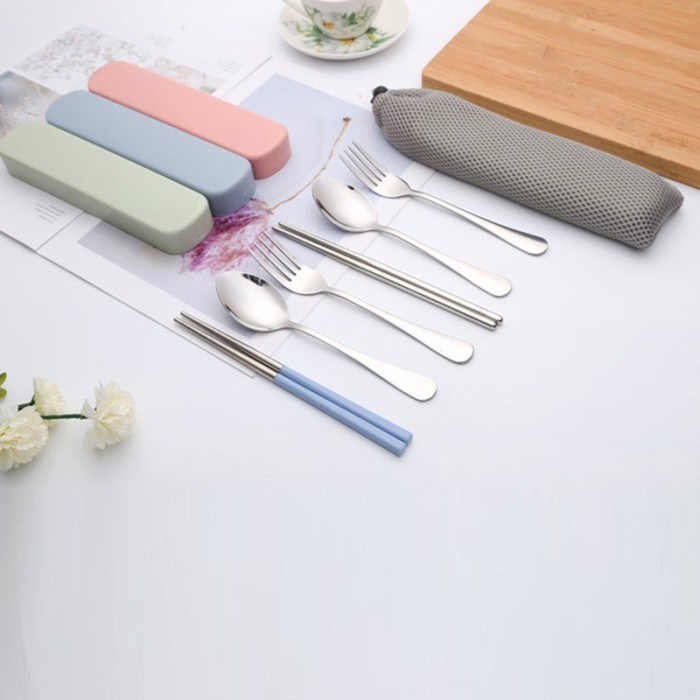 Set Sendok Garpu Sumpit Nordic Cutlery Stainless Steel Portable