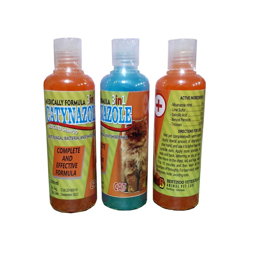 Shampo Kucing 3 in 1 Anti jamur, Gatal dan Bakteri CATYNAZOL 250ml