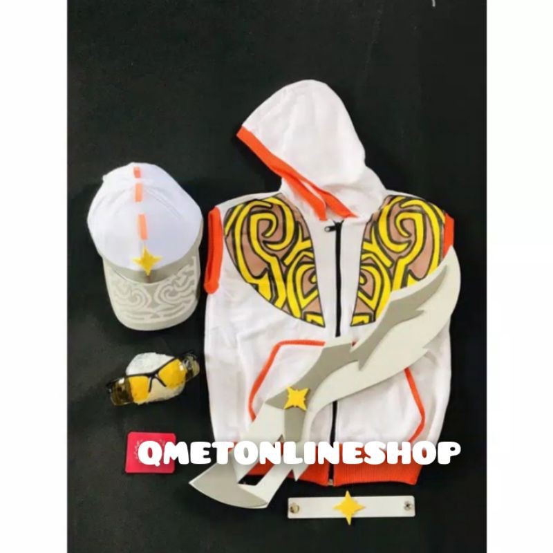 KOSTUM SET BOBOIBOY SOLAR.. ROMPI+TOPI+PEDANG+GELANG+KACA MATA