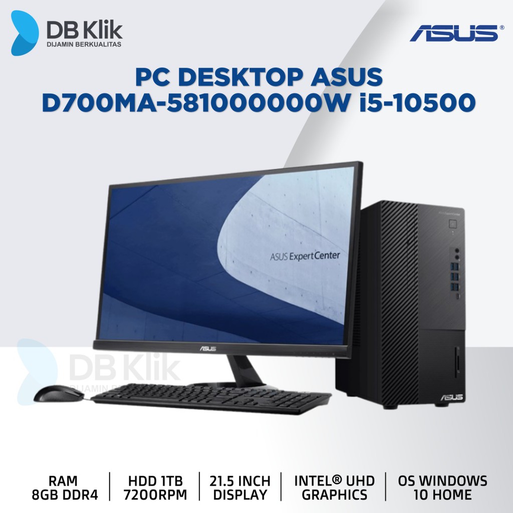 PC Desktop ASUS D700MA-581000000W i5-10500 8GB HDD 1TB Windows10 21.5&quot;