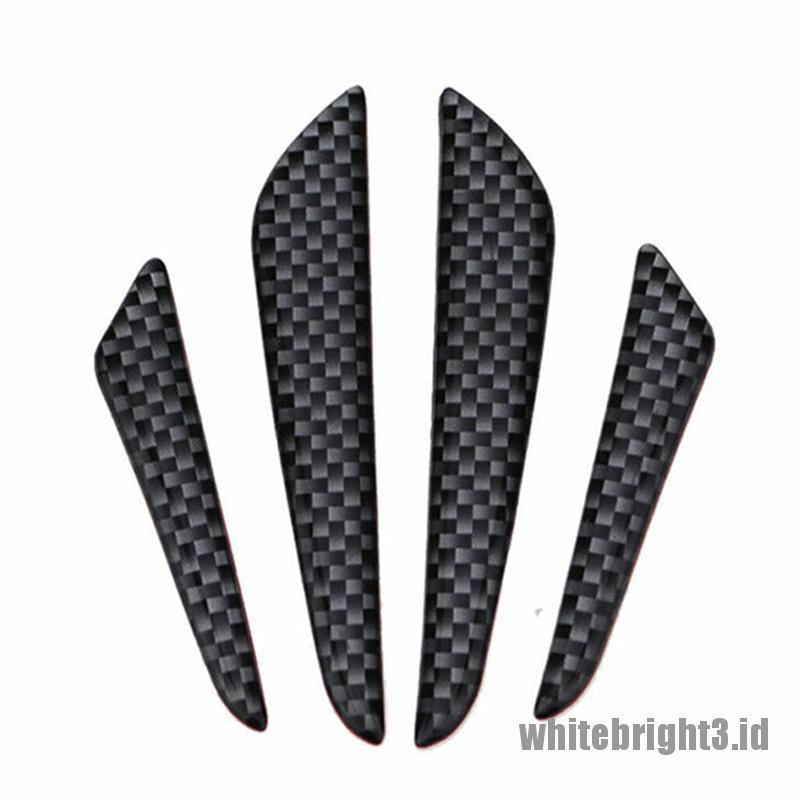 4 Pcs Strip Pelindung Ujung Pintu Mobil Bahan Serat Karbon Anti Tabrakan Warna Putih