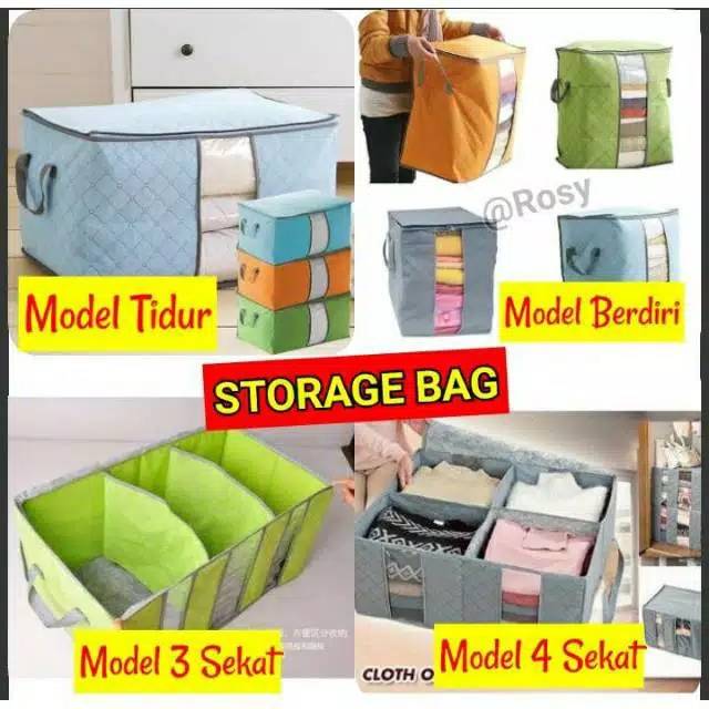 Ready Bdg Storage Bamboo Storage Box Tampat Penyimpanan Baju Tempat Bedcover Storage 3 Sekat 4 Sekat