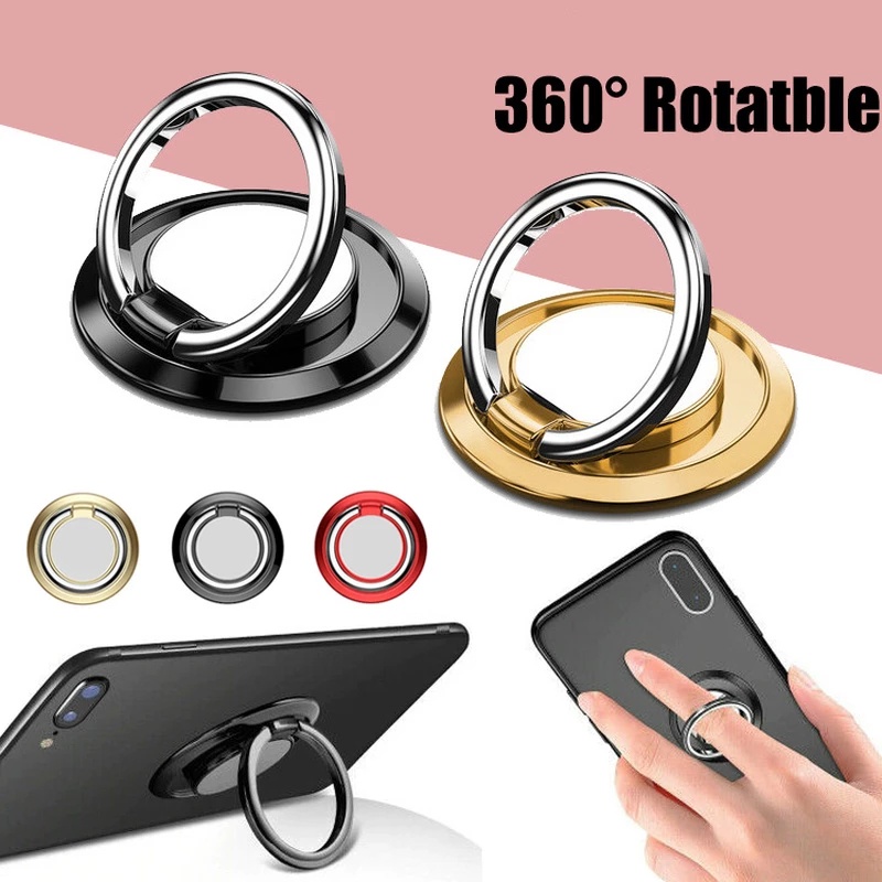 Universal 360° Rotatable Metal Cell Phone Finger Ring Holder Compatible with iPhone &amp; Android Phone