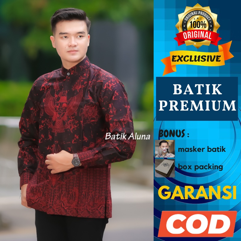 Baju Kemeja Koko Batik Pria Lengan Panjang Atasan Batik Pria Premium Fashion Pakaian Muslim Cowok La