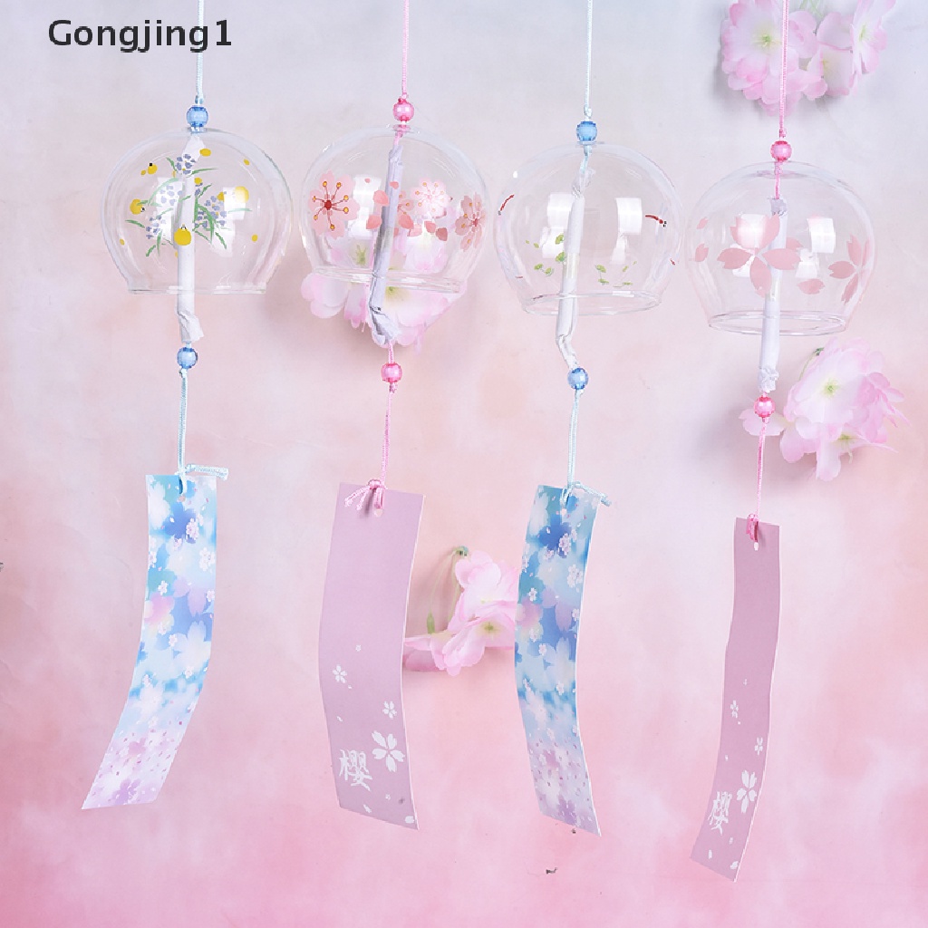 Gongjing1 1PC Lonceng Angin Gantung Motif Sakura Bahan Kaca Untuk Dekorasi Rumah