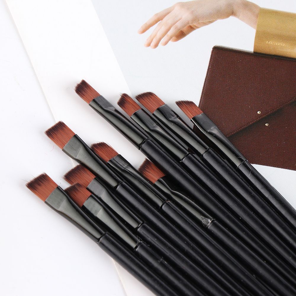 10pcs / Set Brush Alis / Eyeliner / Blending Profesional Untuk Makeup / Kosmetik Wanita