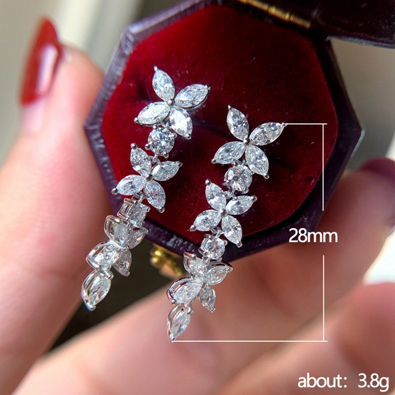 Fancyqube Anting Tusuk Gantung Wanita Hias Cubic Zirconia Untuk Pesta Tunangan / Nikah