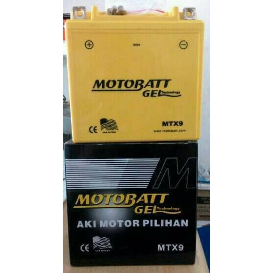 Aki motor Bajaj Pulsar 180 Motobatt MTX9 Aki kering/Aki Gel