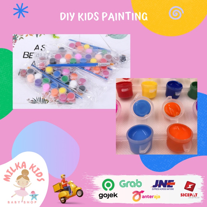 

Wow Cat Air Kuas Acrylic Anak Set Peralatan Melukis Anak 3Ml 12 Warna Diskon