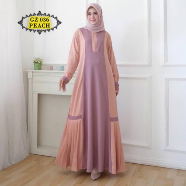 Gamis Toriburch Peach / Gamis kombinasi /Gamis Remaja