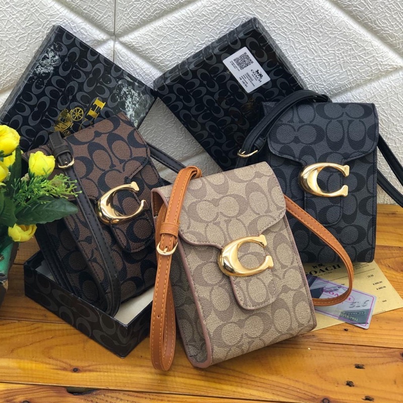 tas hp coach / sling phone / slingbag coach / selempang coach / pocket hp / tas free box / hpo ch / 