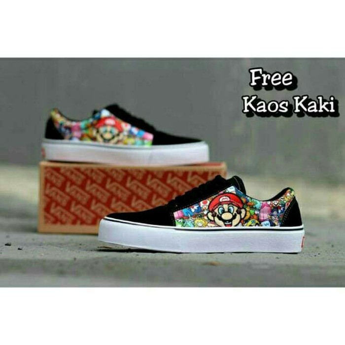 Sepatu Cowok Terbaru 70HGY SEPATU VANS MOTIF PREMIUM MARIO BROS PRIA SEPATU SEKOLAH KULIAH CA