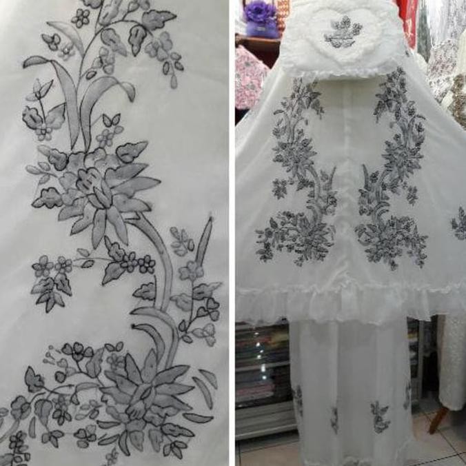 Original Laris Manis Mukena Sulam Bayang Motif Satu Warna- Putih Bukittinggi
