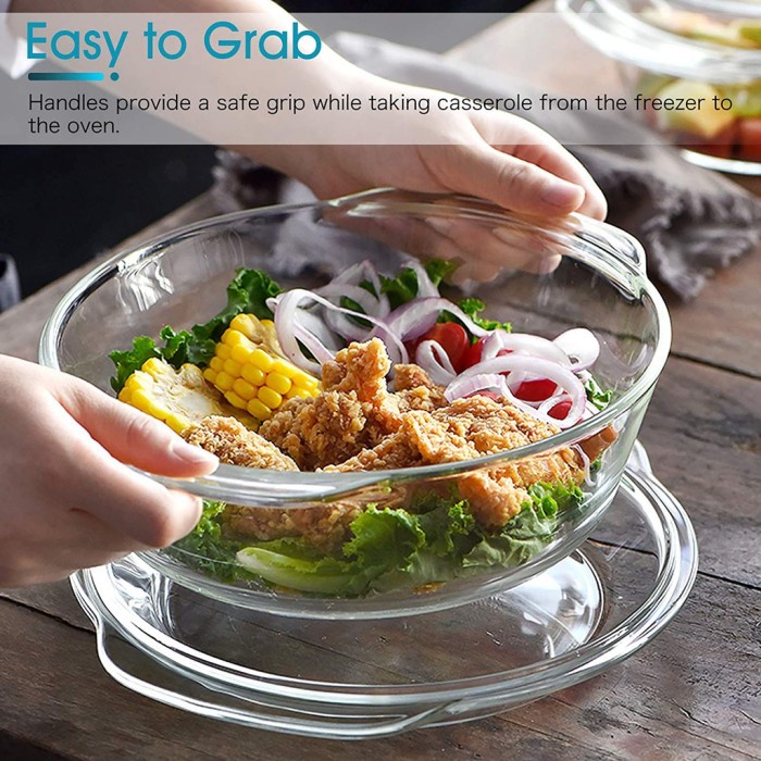 Loyang Kaca - Casserole Loyang Mangkok Kaca 1L Microwave Oven Safe Tahan Panas