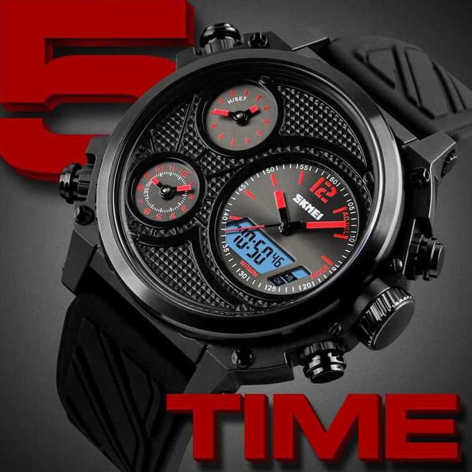 Jam Tangan Pria Cowok Skmei Sport Original Led Tahan Air Casio Gshock - Warna List Biru