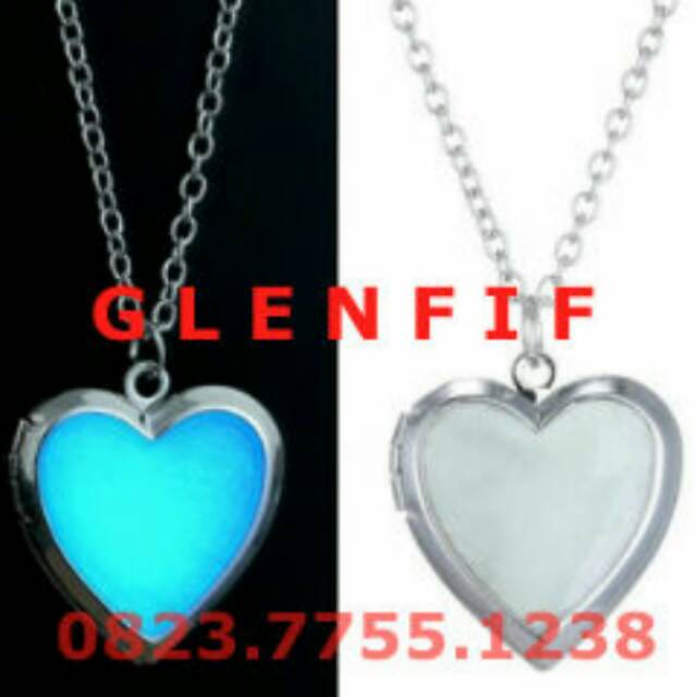Kalung Liontin Glow in the Dark model LOVE