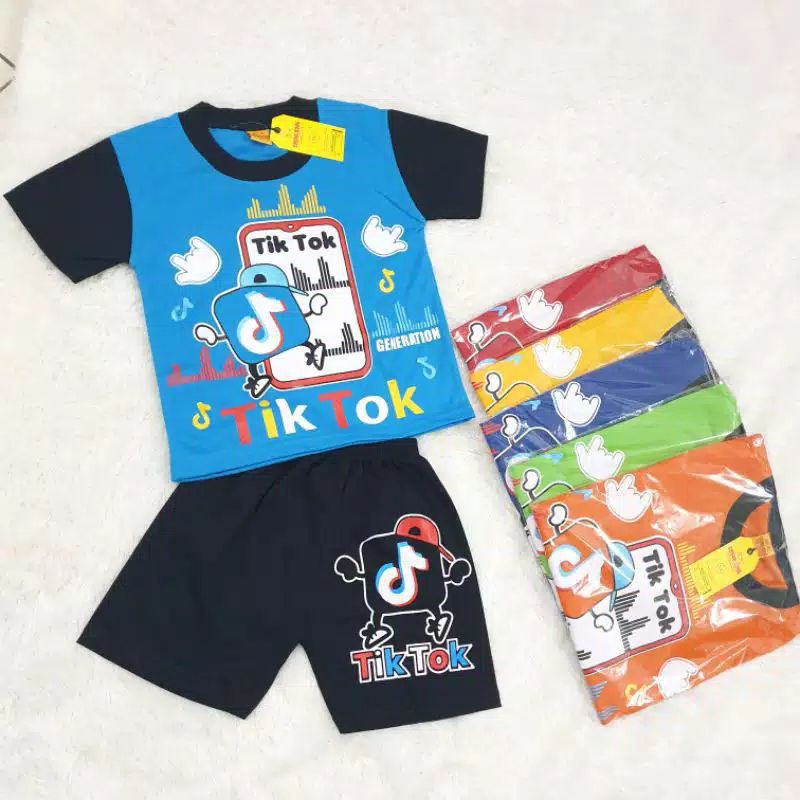 BAJU SETELAN  anak laki laki gambar tiktok 1-9th
