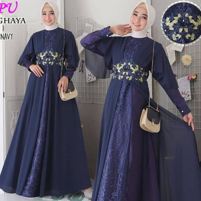 Gamis Pesta Ghaya Bridesmaid Couple Seragam lamaran - Navy, All Size